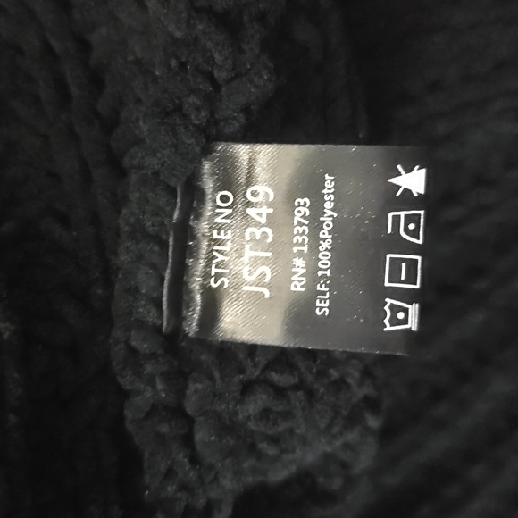 POL Black Knit Sweater Cableknit Sz S Oversized - Picture 3 of 5